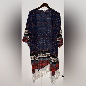 Umgee Paisley Open Drape Fringe Kimono Boho Hippie Cowgirl Women M/L‎
